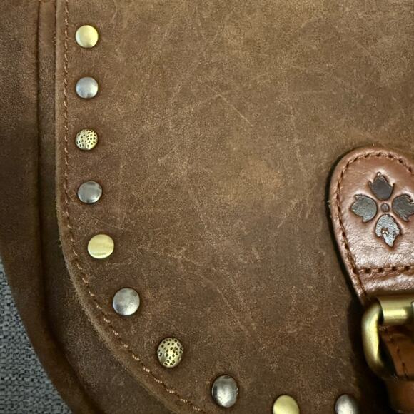 Patricia Nash Isola Flap Saddle Bag Crossbody Whiskey Brown - Picture 11 of 11